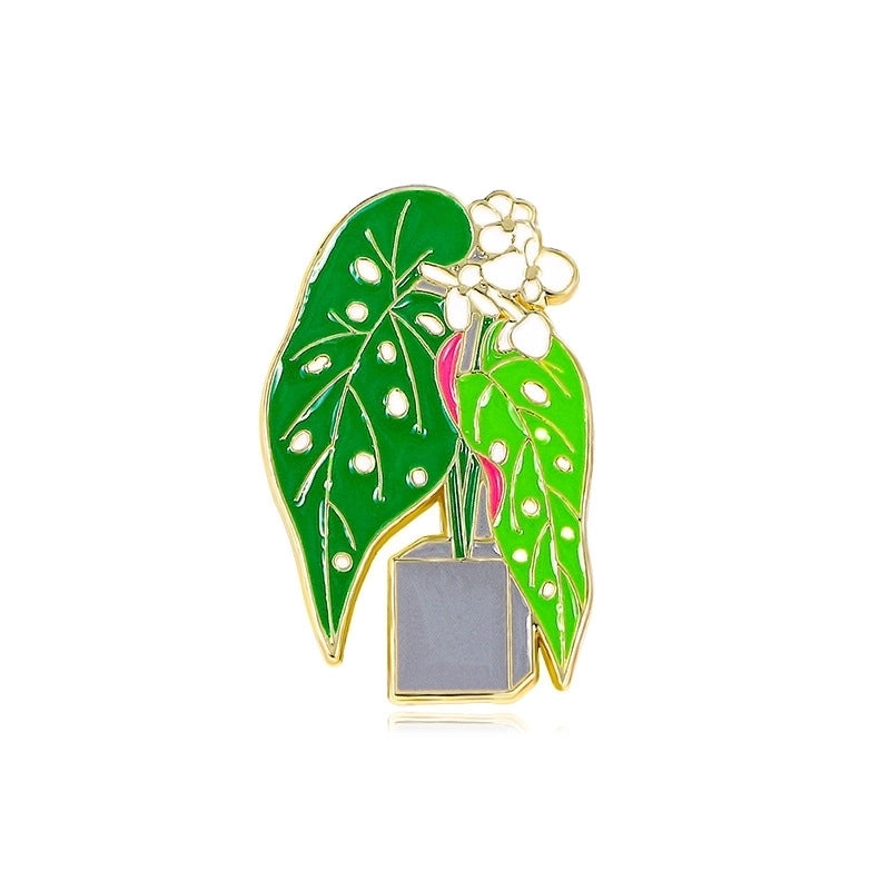 Cute Pin Leaf Flower Alloy Enamel Unisex Brooches