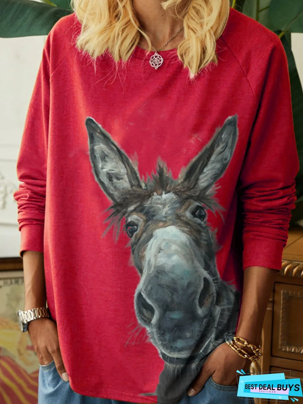 New Women Fashion Vintage Casual Long Sleeve Shift Tunic T-Shirt