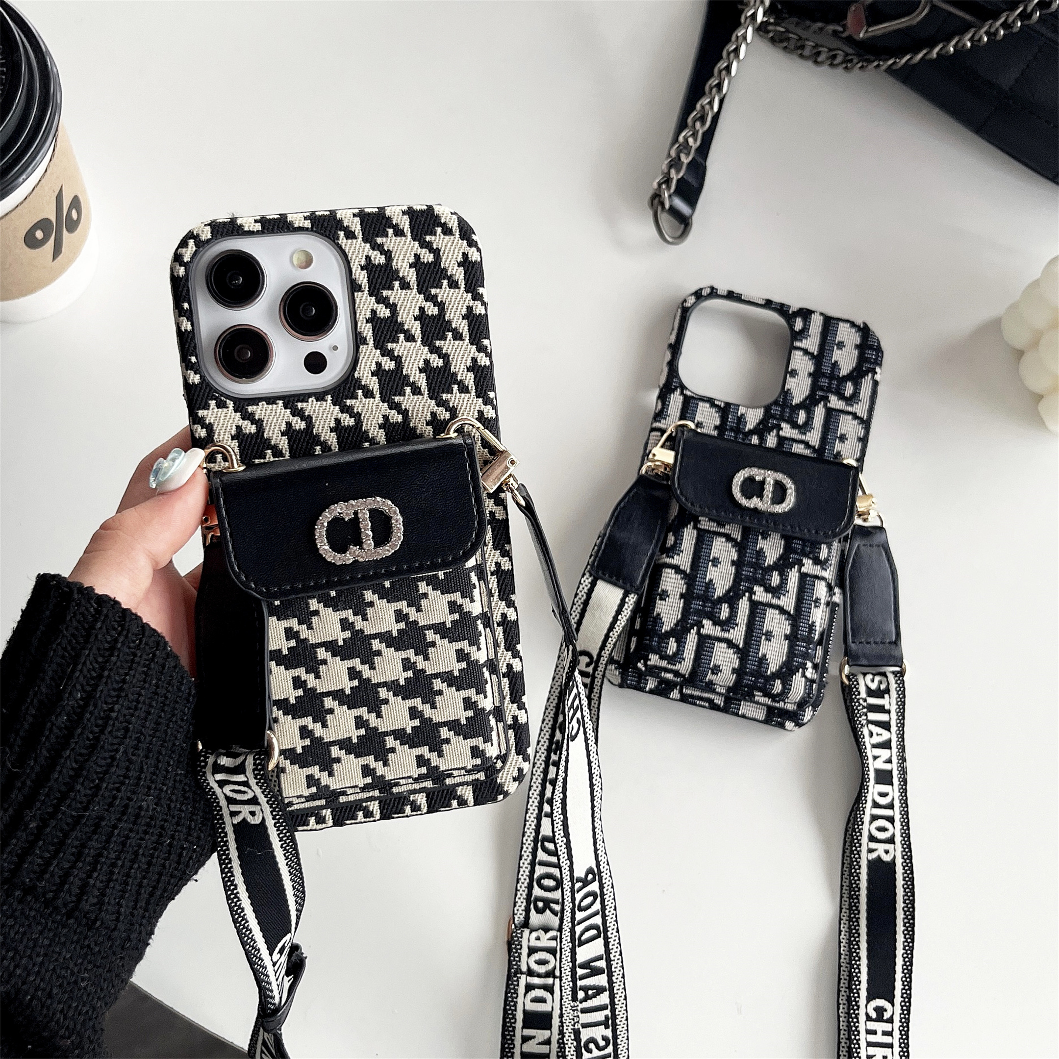 Dior Oblique Print Crossbody Wallet Card Holder  Apple iPhone Case Samsung Galaxy Cover