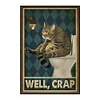 Cat Going To Toilet - 11CT Stamped Cross Stitch - 35*50cm