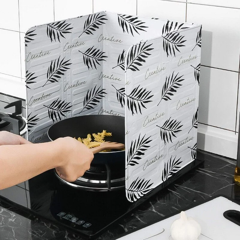 Foil Oil Baffle Aluminum Block Cactus Printed Oil Plate Barrier Stove Cooking Heat Insulation Anti-Splashing Kitchen Tool