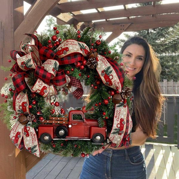 Red Truck Buffalo Plaid Christmas Wreath