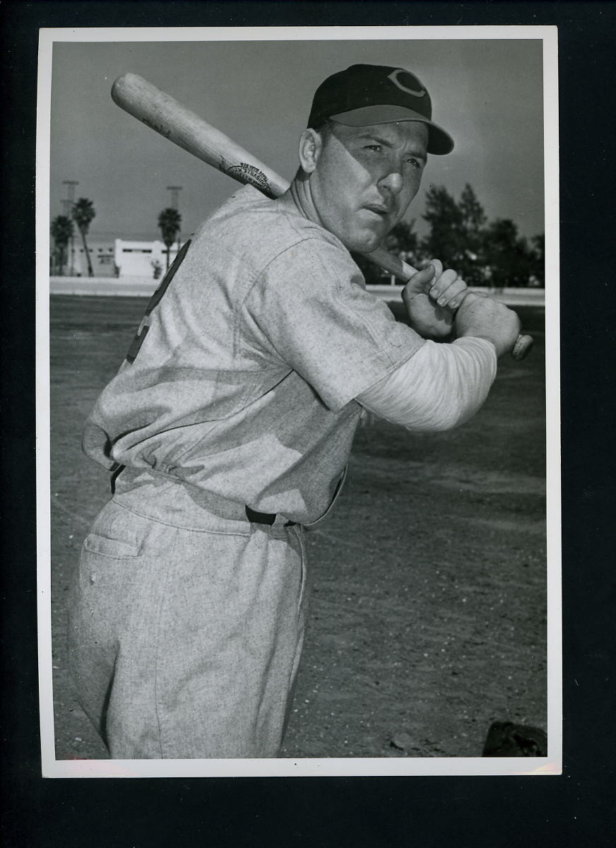 Jimmy Ripple Sporting News & Cincinnati Reds Baseball Club 1942 Press Photo Poster painting bat