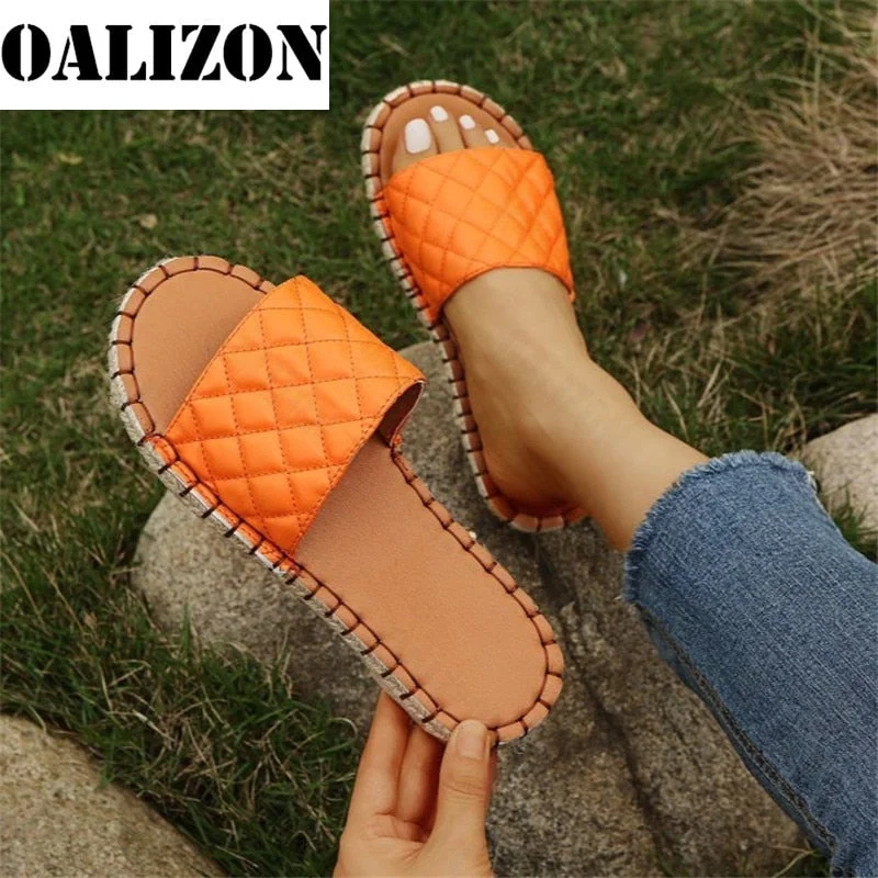 Women Open Toe Stitching Espadrilles Flat Sandal Slippers Summer Shoes Women Casual Beach Lady Flats Slippers Shoes Femme Woman