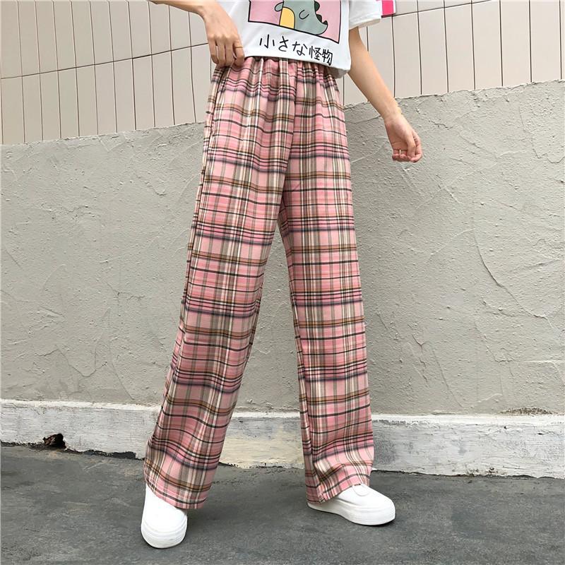 plaid pink pants