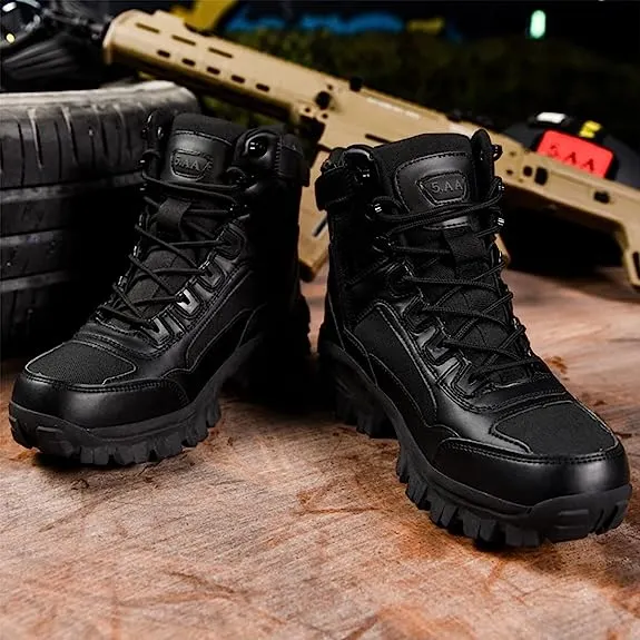 Men's Work Combat Boots Waterproof Non-Slip Warm Army Boots Work Boots (Thickened Version & Insulated Version)