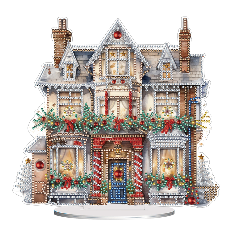 DIY Acrylic Diamond Painting Desktop Tabletop Ornament Christmas Cottage-Guru-buzz