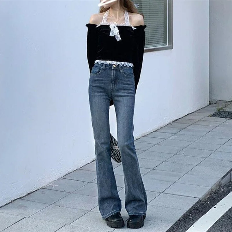 Woman Jeans High Waist Clothes Wide Leg Denim Clothing Blue Streetwear Vintage Quality Fashion Harajuku Straight Pants
