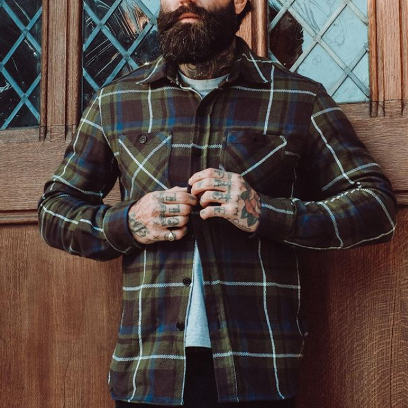 Vintage Men's Check Single Breasted Shirt