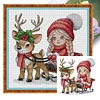 Elk Sled Girl-14CT Stamped Cross Stitch 31*31cm/12.2*12.2in