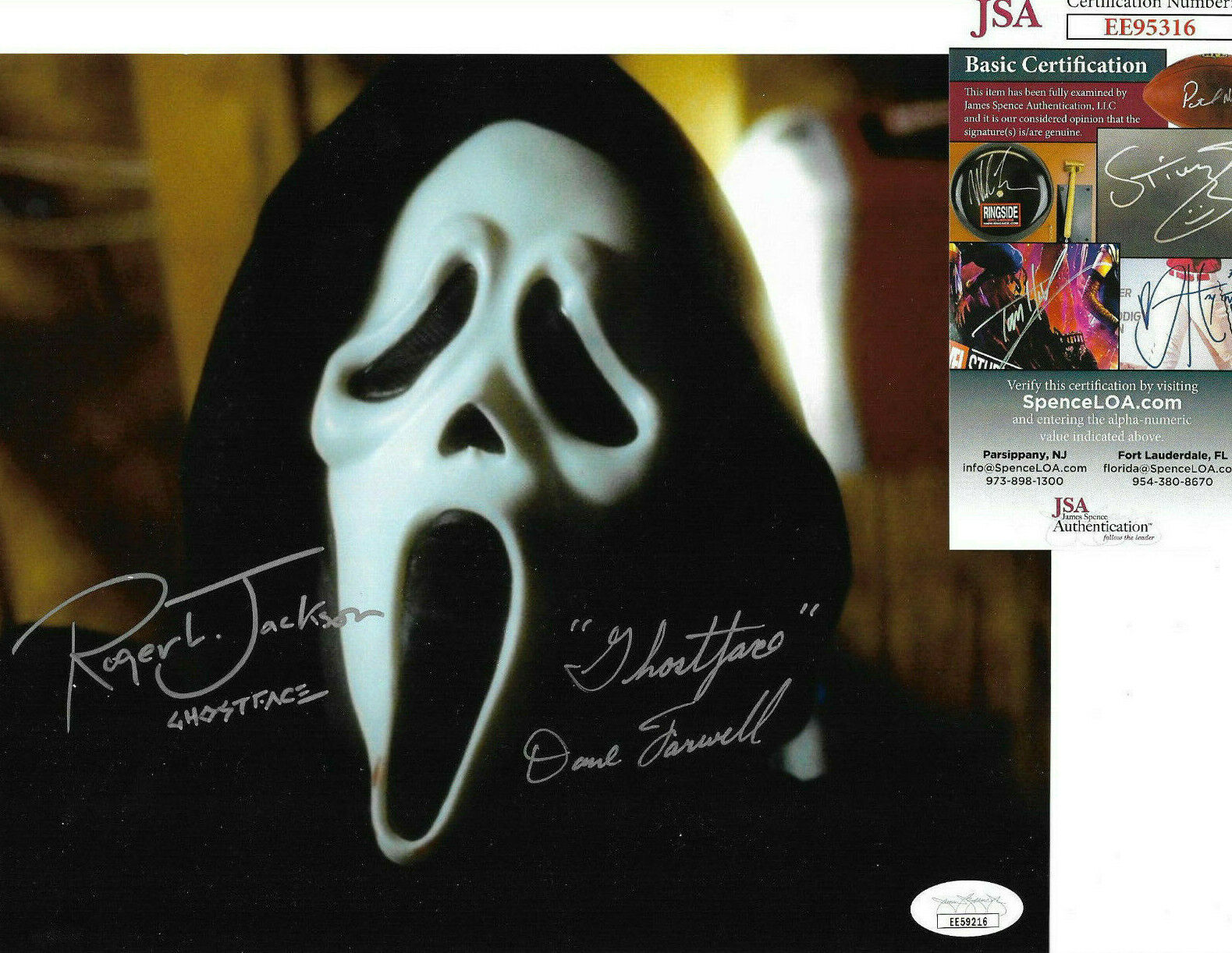 Roger L. Jackson & Dane Farwell Signed 8x10 Photo Poster painting, Scream, Ghostface, JSA COA