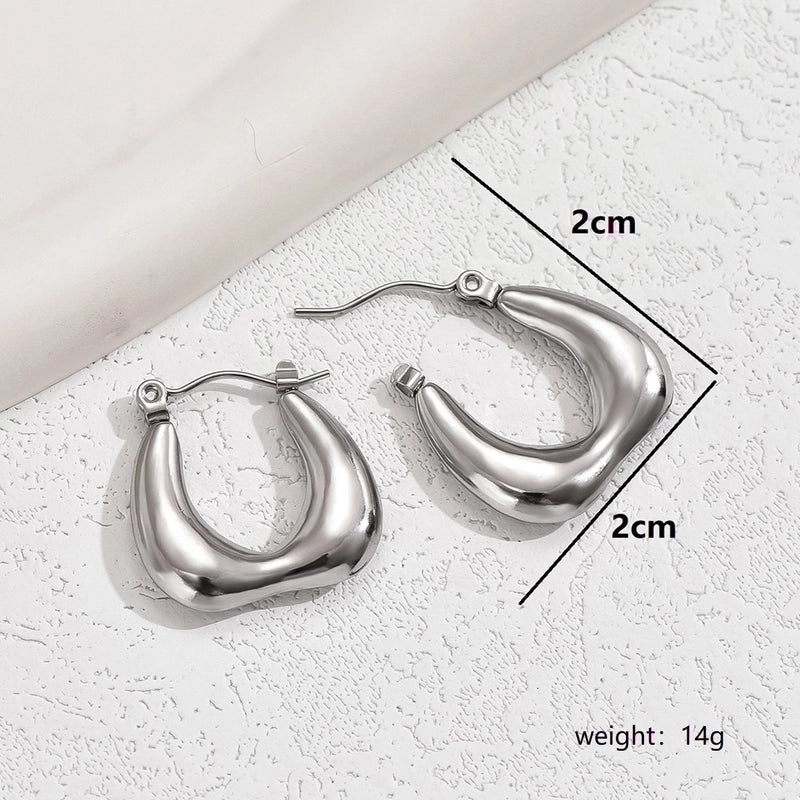 1 Pair Basic Vintage Style U Shape Plating 201 Stainless Steel 18K Gold Plated Hoop Earrings
