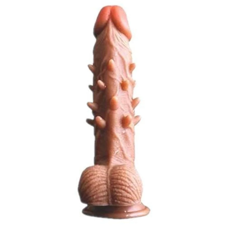 BROWN SPIKY 7 INCH REALISTIC DILDO WITH SUCTION CUP