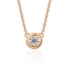 复制14K Yellow Gold Round Lab Diamond Bezel Necklace