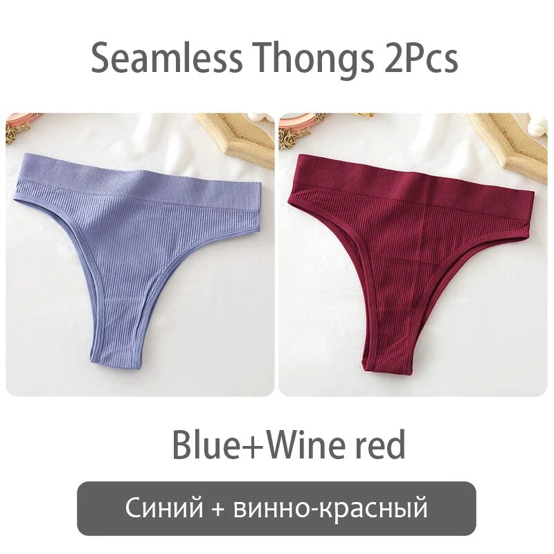 FINETOO Women Thong Panties Sexy Underwear Low Waist G-String Female Underpants Girls Thongs Solid T-back Seamless Lingerie S-XL