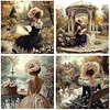 (4-Pack)Retro Girl-Full Round Diamond Painting 30*30CM