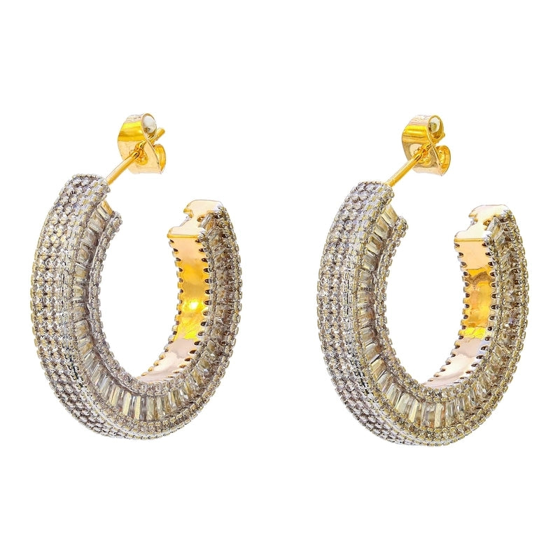 1 Pair Casual Minimalist Streetwear C Shape Plating Copper Zircon Copper Earrings