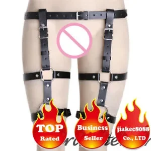 pornhint Pornhint Black Pu Leg Binding Belt Chastity Device Pants Couples Games Restraints Straps