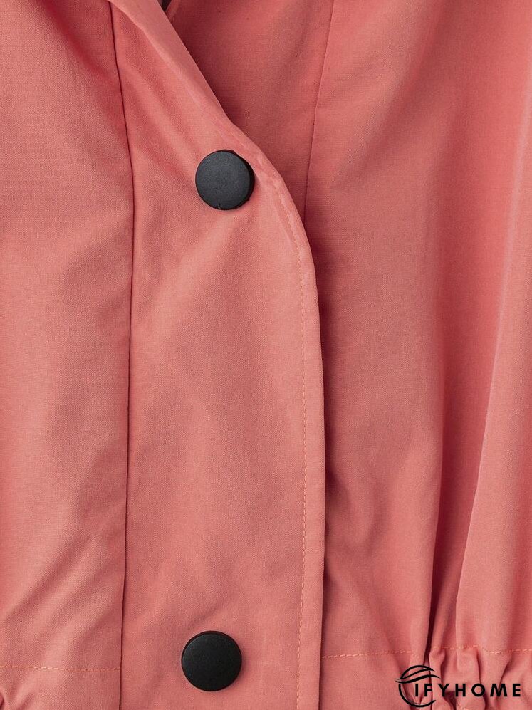 Plus Size Solid Color Cinched Waist Hooded Trench Coat, Autumn | IFYHOME