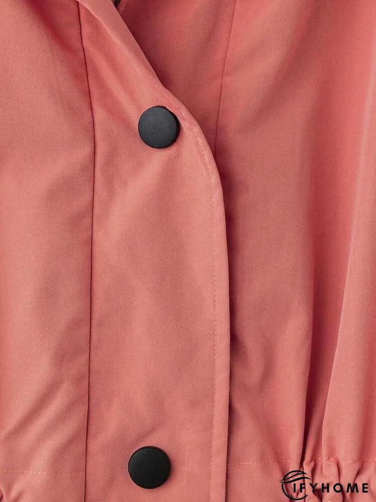 Plus Size Solid Color Cinched Waist Hooded Trench Coat, Autumn | IFYHOME