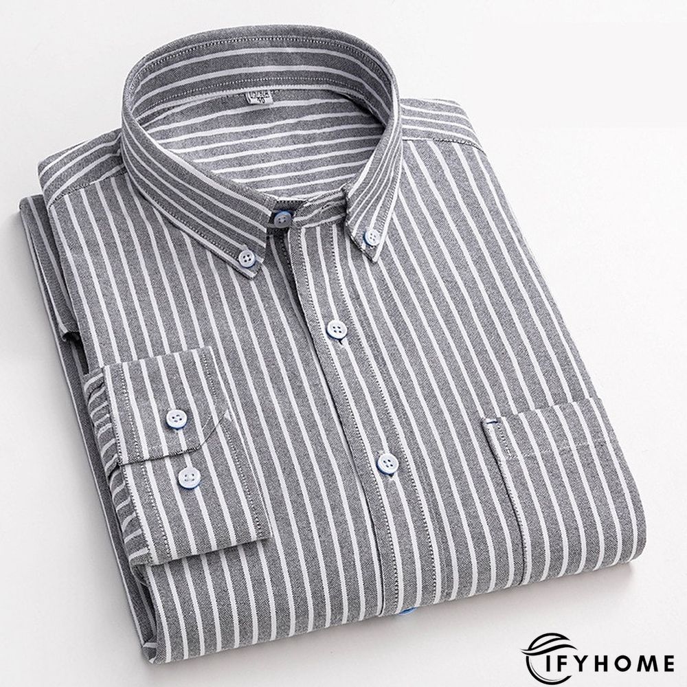 Men's Denim Shirt Turndown Spring &  Fall Long Sleeve A B C Plaid / Striped / Chevron / Round Daily Wear Clothing Apparel Print | IFYHOME