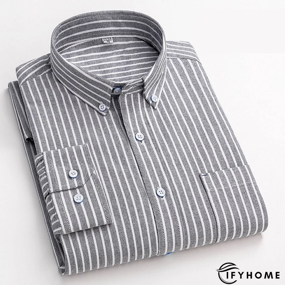 Men's Denim Shirt Turndown Spring &  Fall Long Sleeve A B C Plaid / Striped / Chevron / Round Daily Wear Clothing Apparel Print | IFYHOME