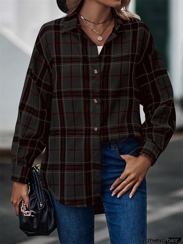 New Autumn Plus Size Extra Loose Plaid Soft Women Blouse