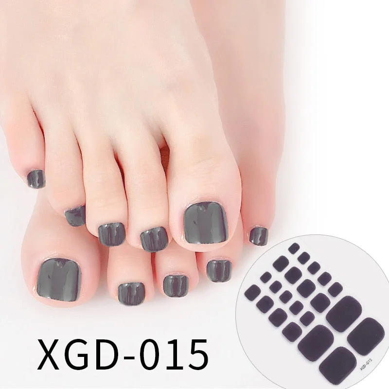22tips Color Toe Nail Stickers/Strips Nail Art Fake Nails Stickers for Nails Toe Self-Adhesive Feet Stickers Drop Shipping
