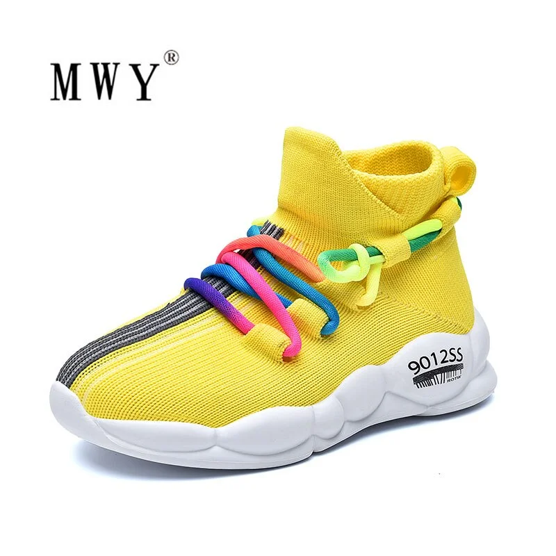 MWY Kids Shoes For Boys Breathable Soft Sock Casual Girls Shoes Flying Woven Sneakers Children Shoes Trainers Chaussure Enfant