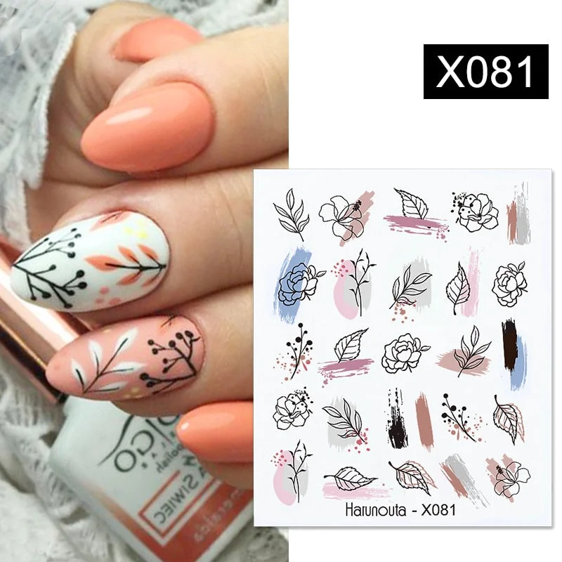 1PC Blooming Lavender Water Decals Harunouta Alphabet Leaves Flower Nail Art Transfer Watermark Sticker Slider Decoration-Nail Inspo