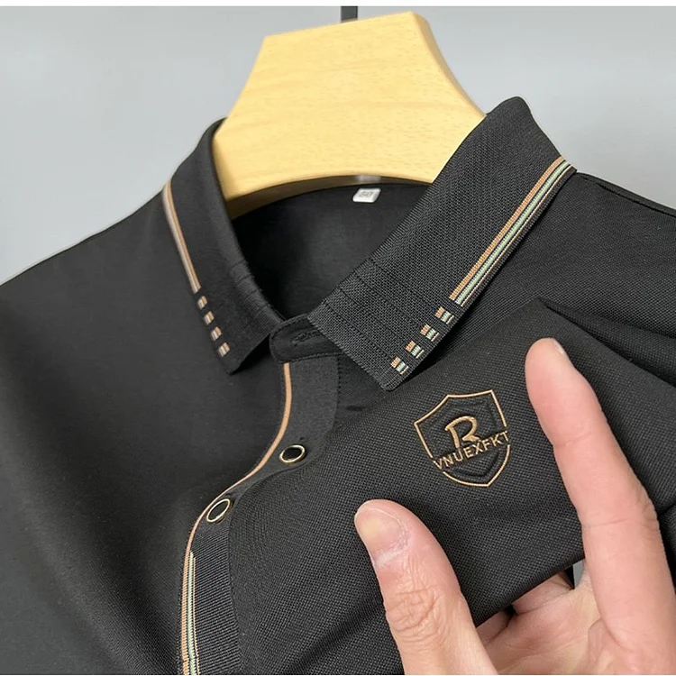 High end mercerized cotton short sleeved polo shirt shirt men's summer fashion embroidery Paul shirt silky breathable T-shirt