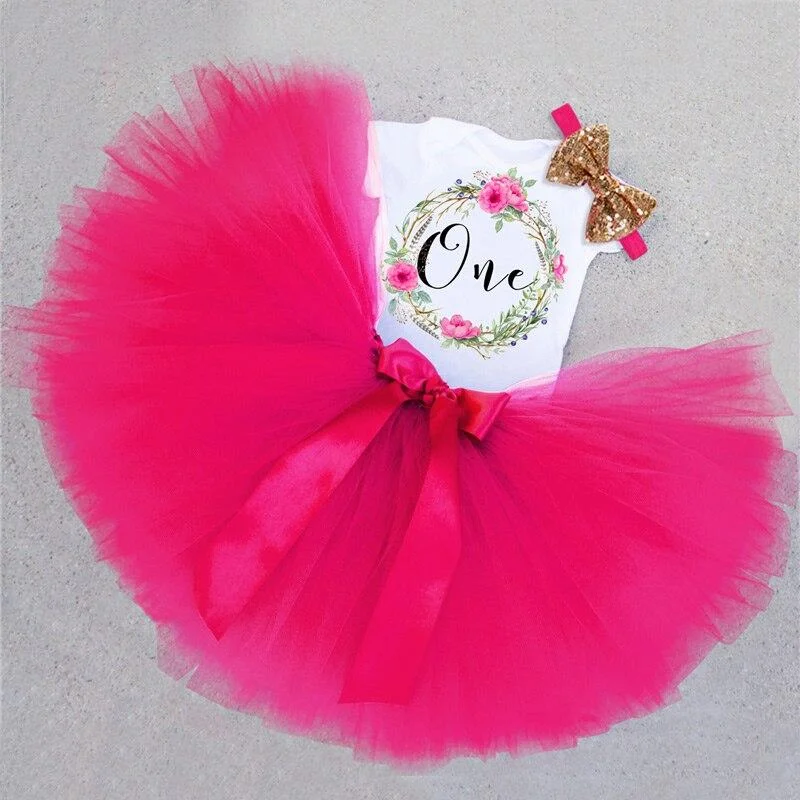 Cute Pink My Little Girl First 1st Birthday Party Dress Tutu Cake Smash Outfits Infant Kid Dress Baby Girl Baptism Clothes 9 12M