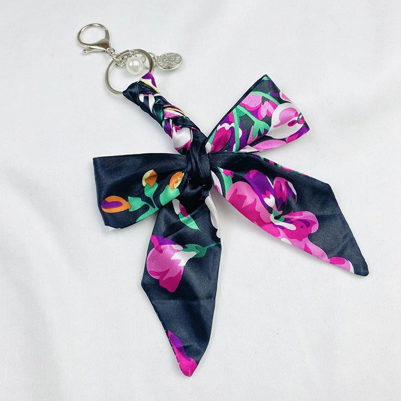 Sweet Minimalist Bow Knot Cloth Metal Unisex Bag Pendant Keychain