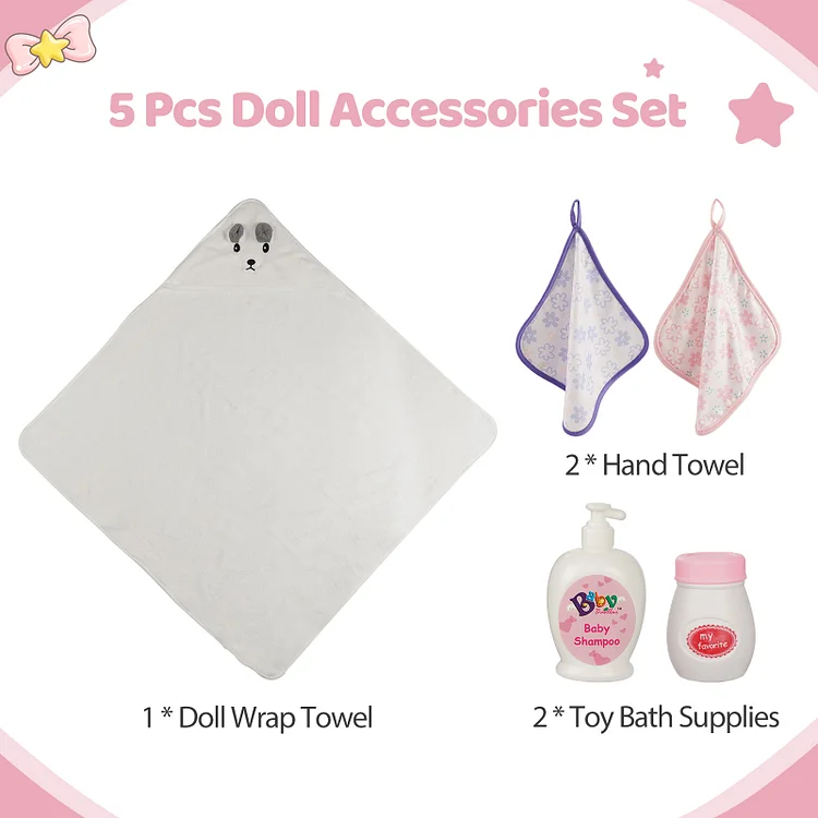 Pink Floral Bear Diaper Pad Bag 5-pcs Set Accessories