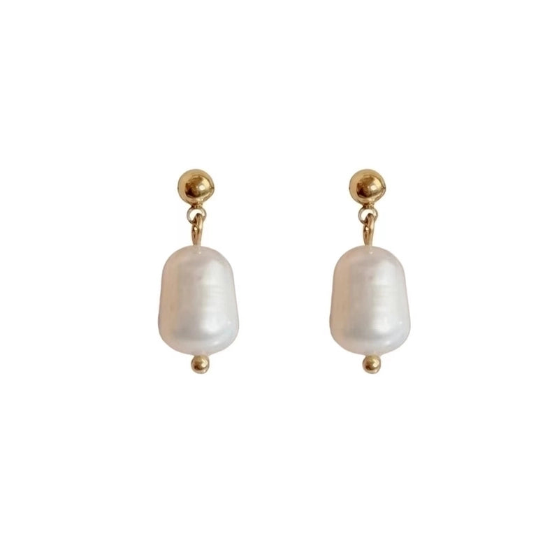 1 Pair Fashion Geometric Plating 304 Stainless Steel Freshwater Pearl 16K Gold Plated White Gold Plated Gold Plated Drop Earrings