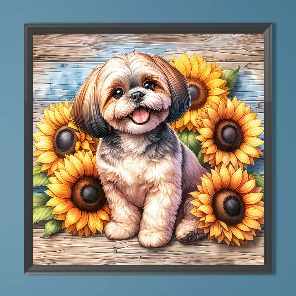 Diamond Painting - Full Round Drill - Sunflower Shih Tzu(Canvas|40*40cm)