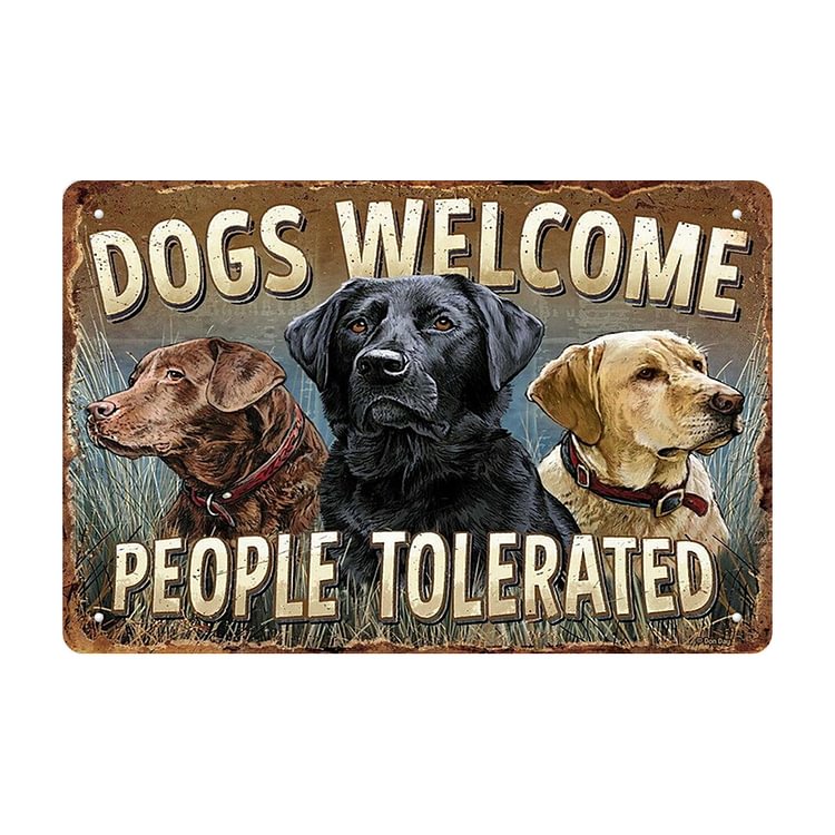Chien bienvenu - Enseigne Vintage Métallique/Enseignes en bois - 20*30cm/30*40cm