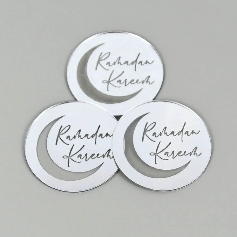 5/10pcs Eid Mubarak Acrylic Cupcake Topper Gold Ramadan Kareem Cake Topper Islamic Muslim Festival Party Cake DIY Decorations