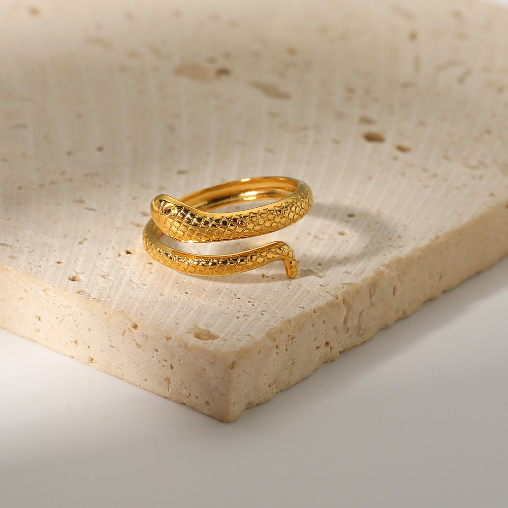 Women IG Style Snake Geometric Stainless Steel Electroplating Rings