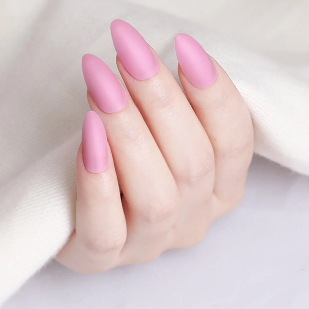 24Pcs Matte Dark Brown Artificial Fake Nails Long Stiletto False Nails For Design DIY Fingernails Art Tip Manicure Tool-Nail Inspo