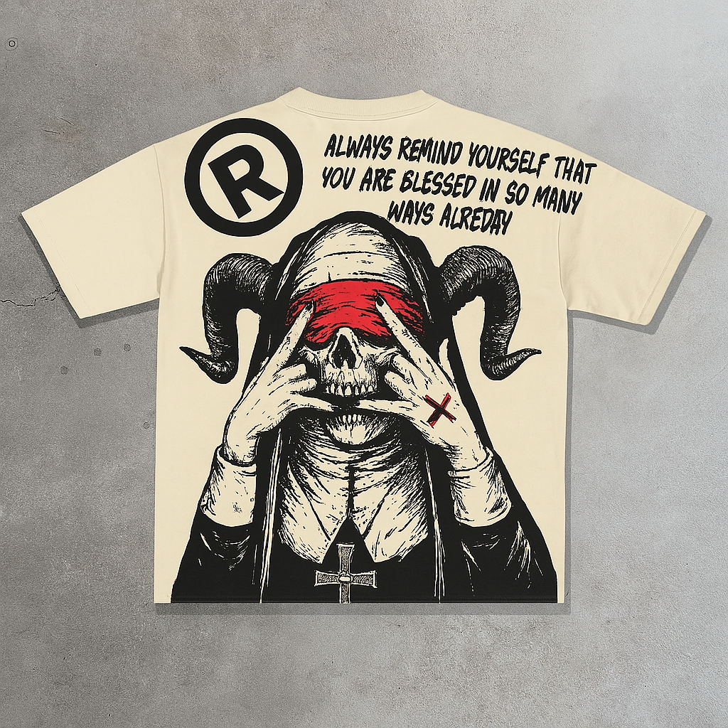 Satanic Print Short Sleeve T-shirt