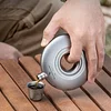 Pure Titanium Ring-Shaped Hip Flask 180ml with Funnel, Suitable for Outdoor Camping, Hiking, and Mountaineering Portable wine Flagon