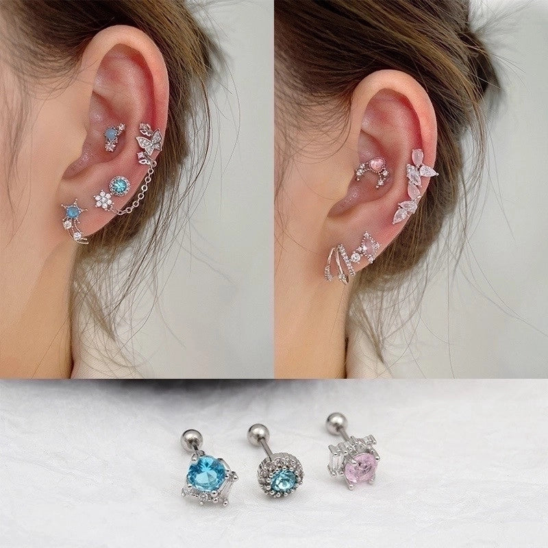 1 Piece Streetwear Heart Shape Wings Plating Inlay Stainless Steel Copper Zircon Ear Studs