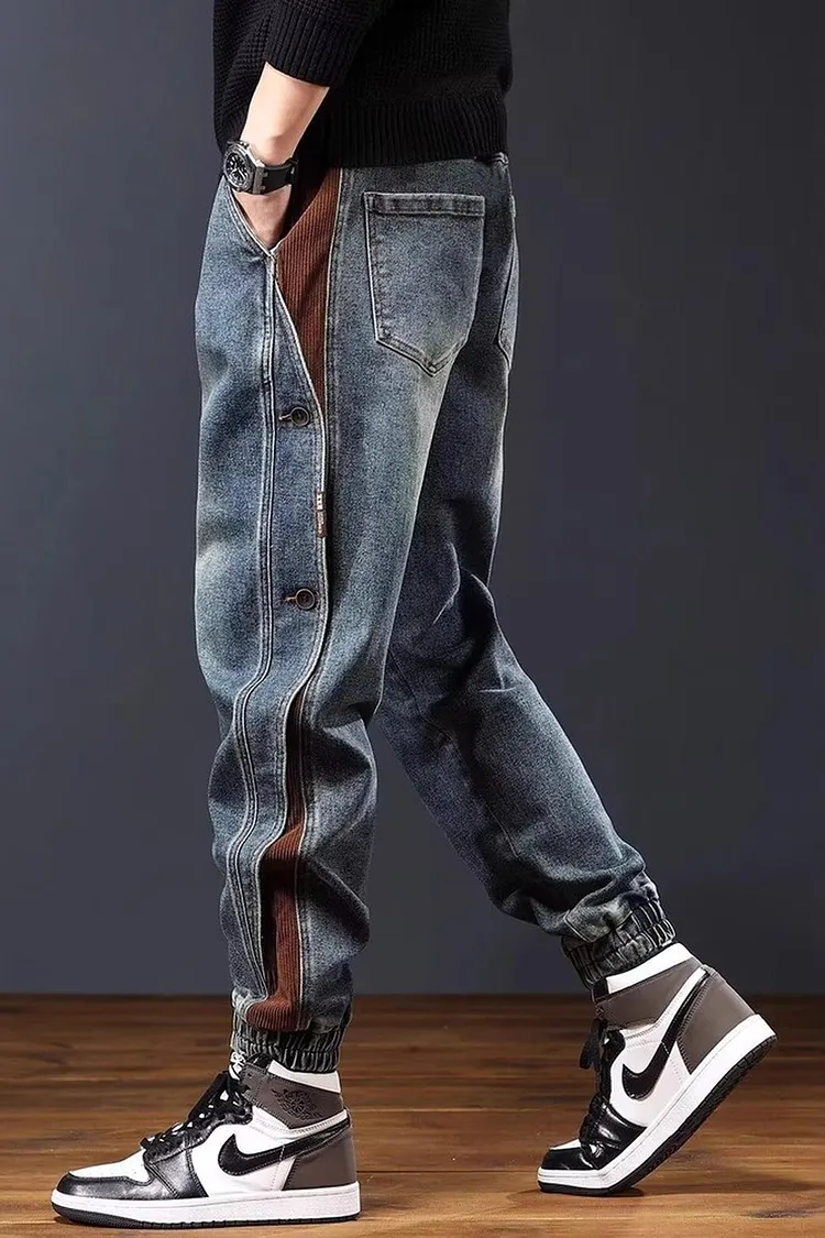 Men's Cargo Jogger Jeans Loose Fit for Fall and Winter