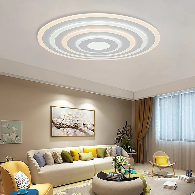 30'' Concentric Circles Modern Flush Mount Light Dimmable LED Ceiling Lights - Appledas