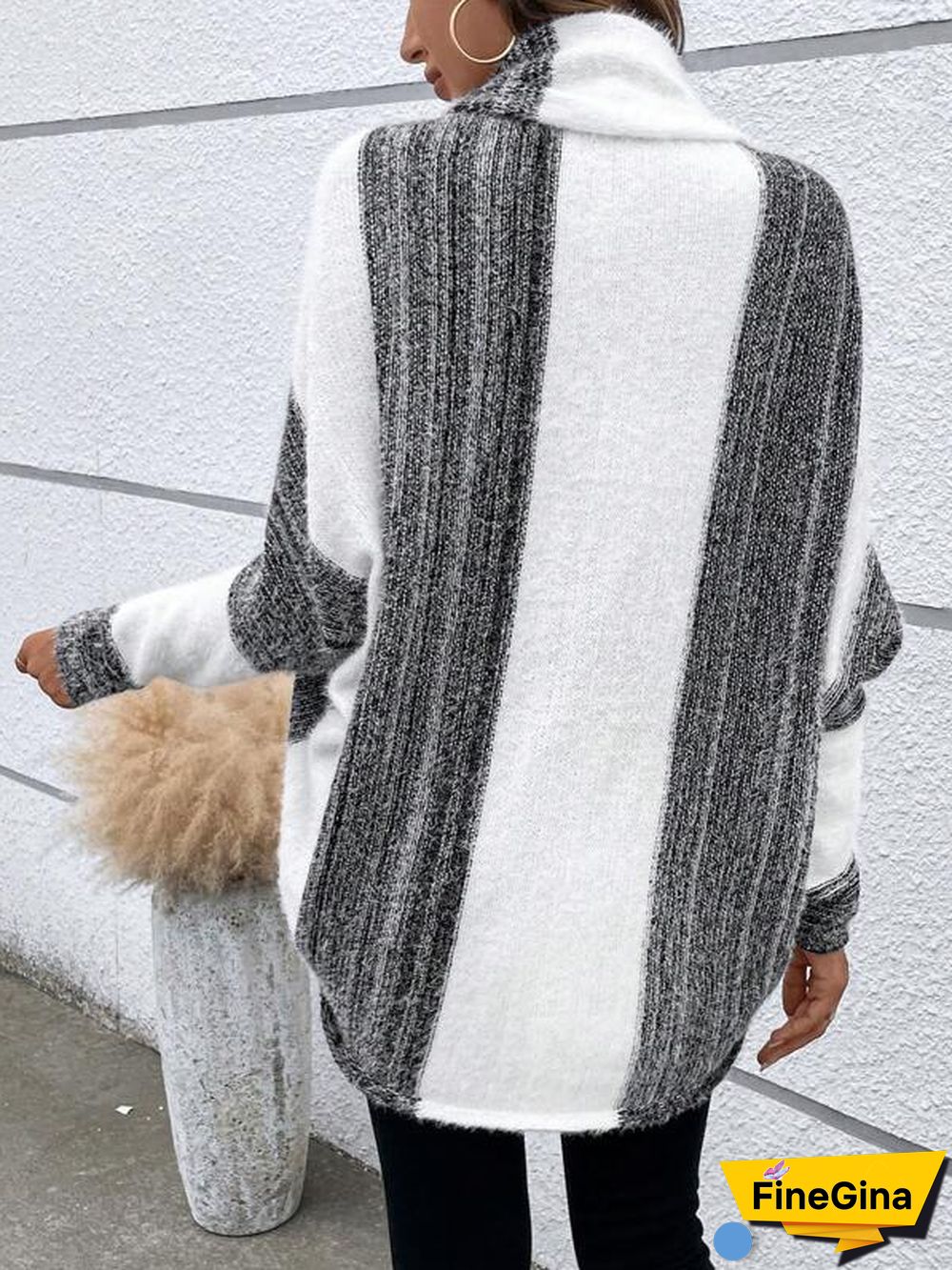 Baggy Color Block Cardigan