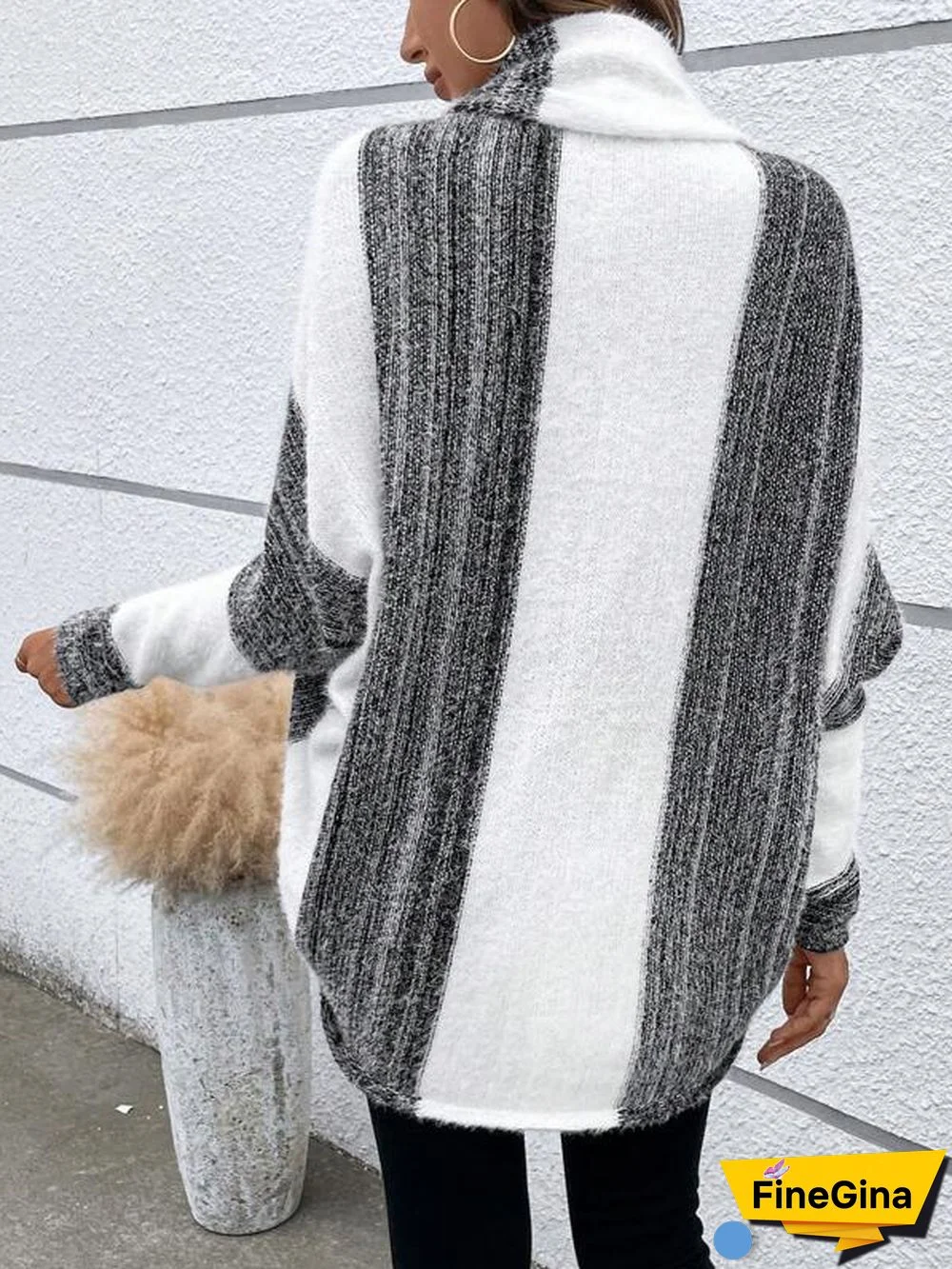 Baggy Color Block Cardigan