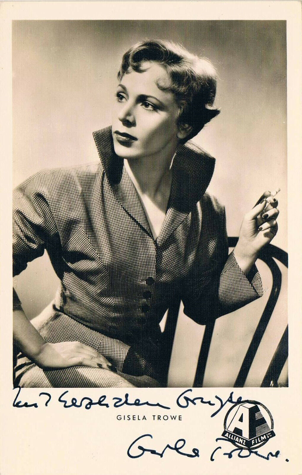 Gisela Trowe 1922-2010 autograph signed postcard Photo Poster painting 3.5x5.5