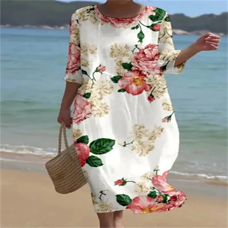 Churchf Churchf New Women's Floral Art Print Leisure Vacation Dress