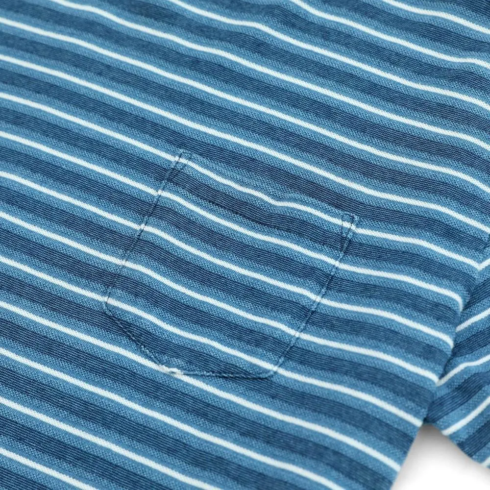 SIMWOOD 2021 summer new indigo washed striped t-shirt men fashion fashion 100% cotton tops tshirt plus size tees SJ130695